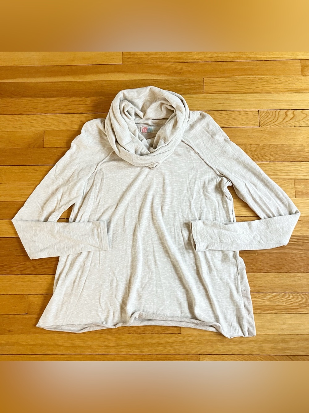 Free People FP Beach Ivory Beige Cotton Summer Cocoon Cowl Neck Pullover Small